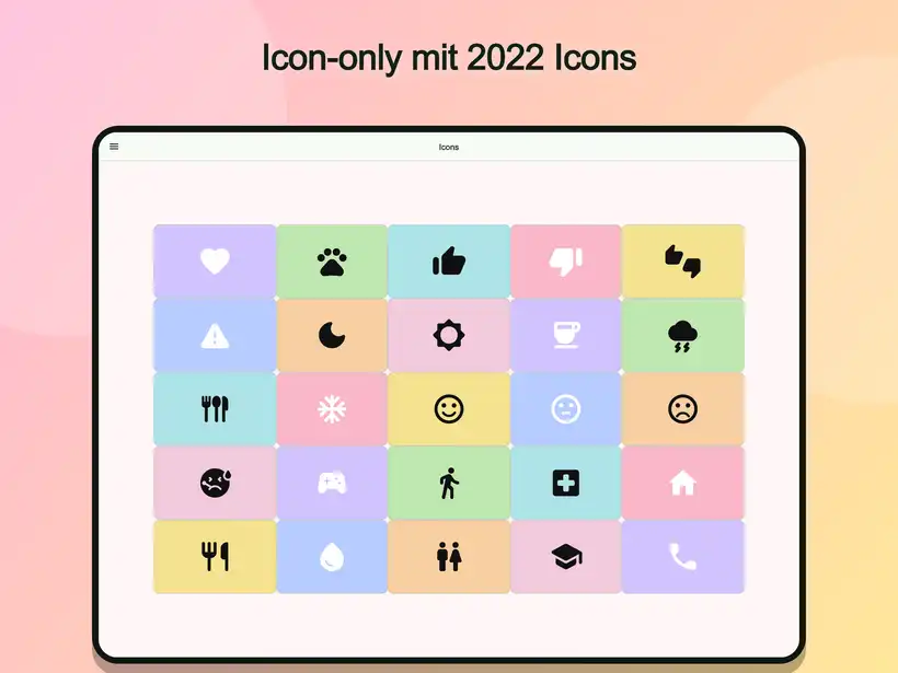 Nur-Symbol-Board in Talking Buttons mit klaren 2022-Symbolen