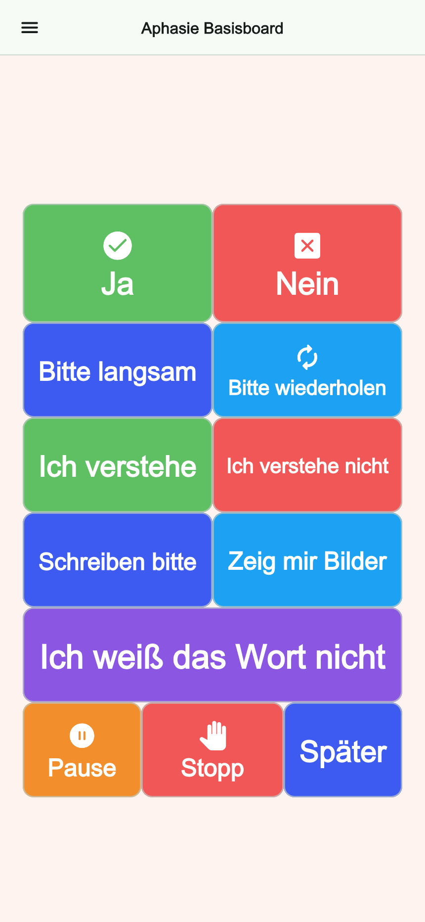 Vorschau des Boards Aphasie Basisboard in Talking Buttons