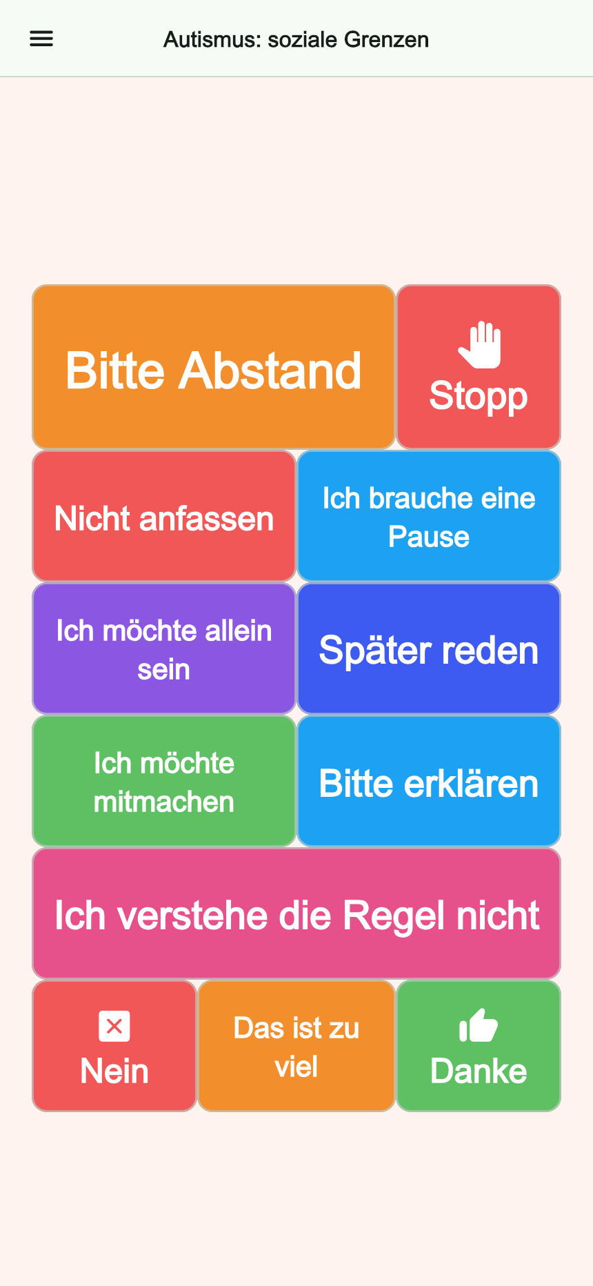 Vorschau des Boards Autismus: soziale Grenzen in Talking Buttons