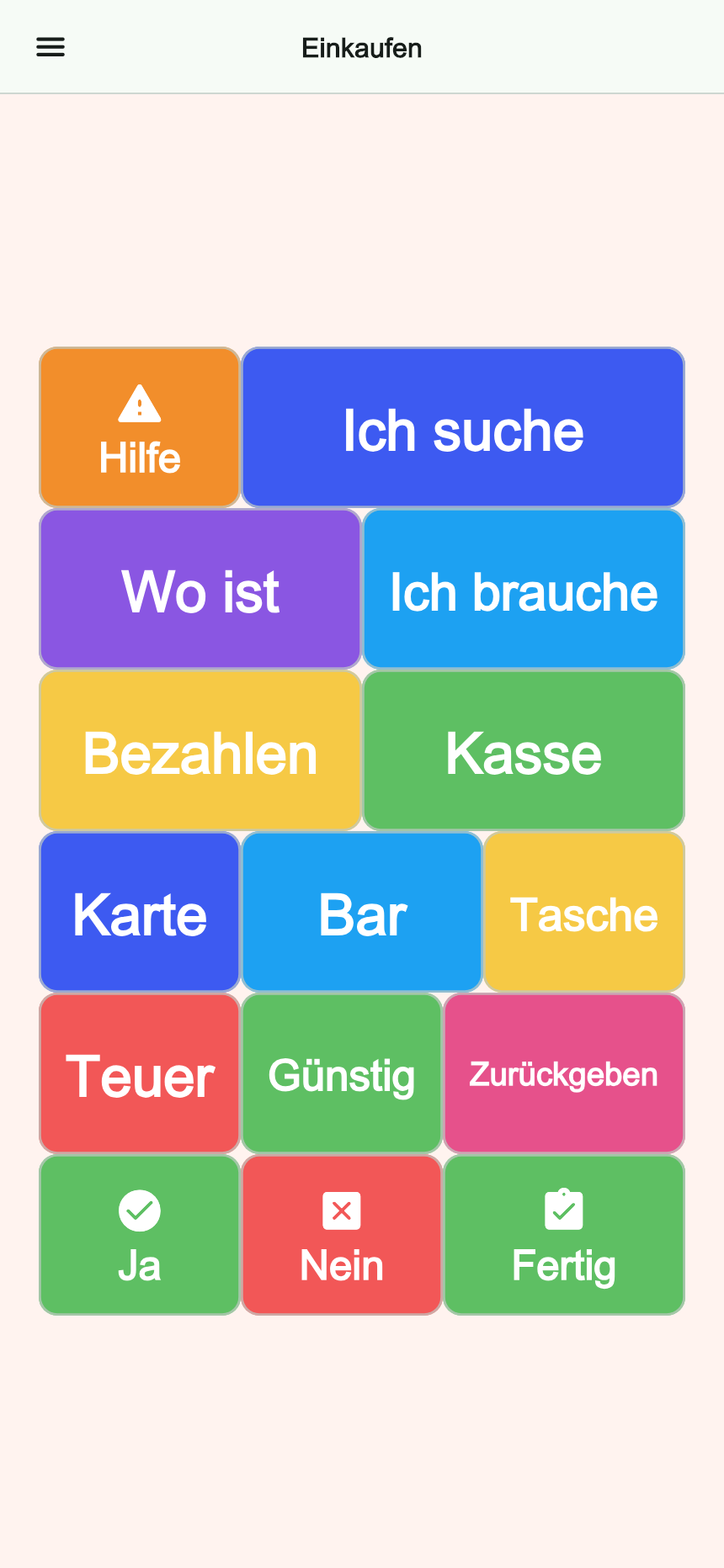 Vorschau des Boards Einkaufen in Talking Buttons