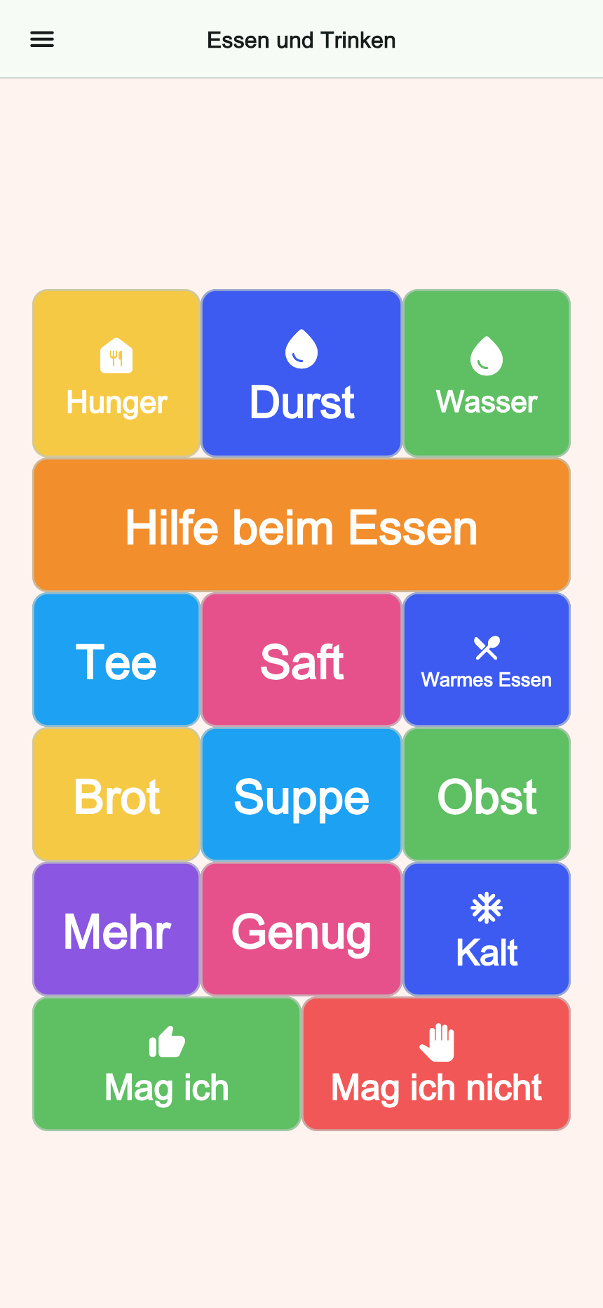 Vorschau des Boards Essen und Trinken in Talking Buttons
