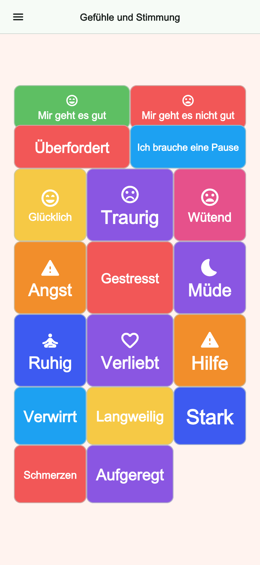 Vorschau des Boards Gefühle und Stimmung in Talking Buttons