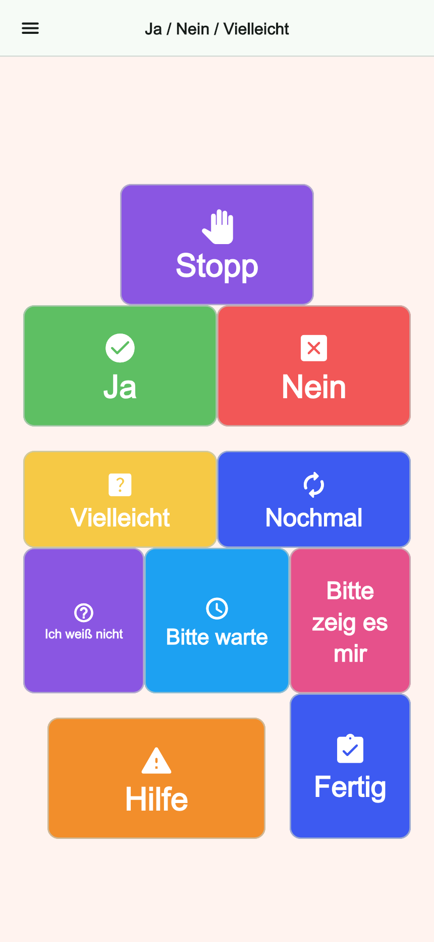Vorschau des Boards Ja / Nein / Vielleicht in Talking Buttons