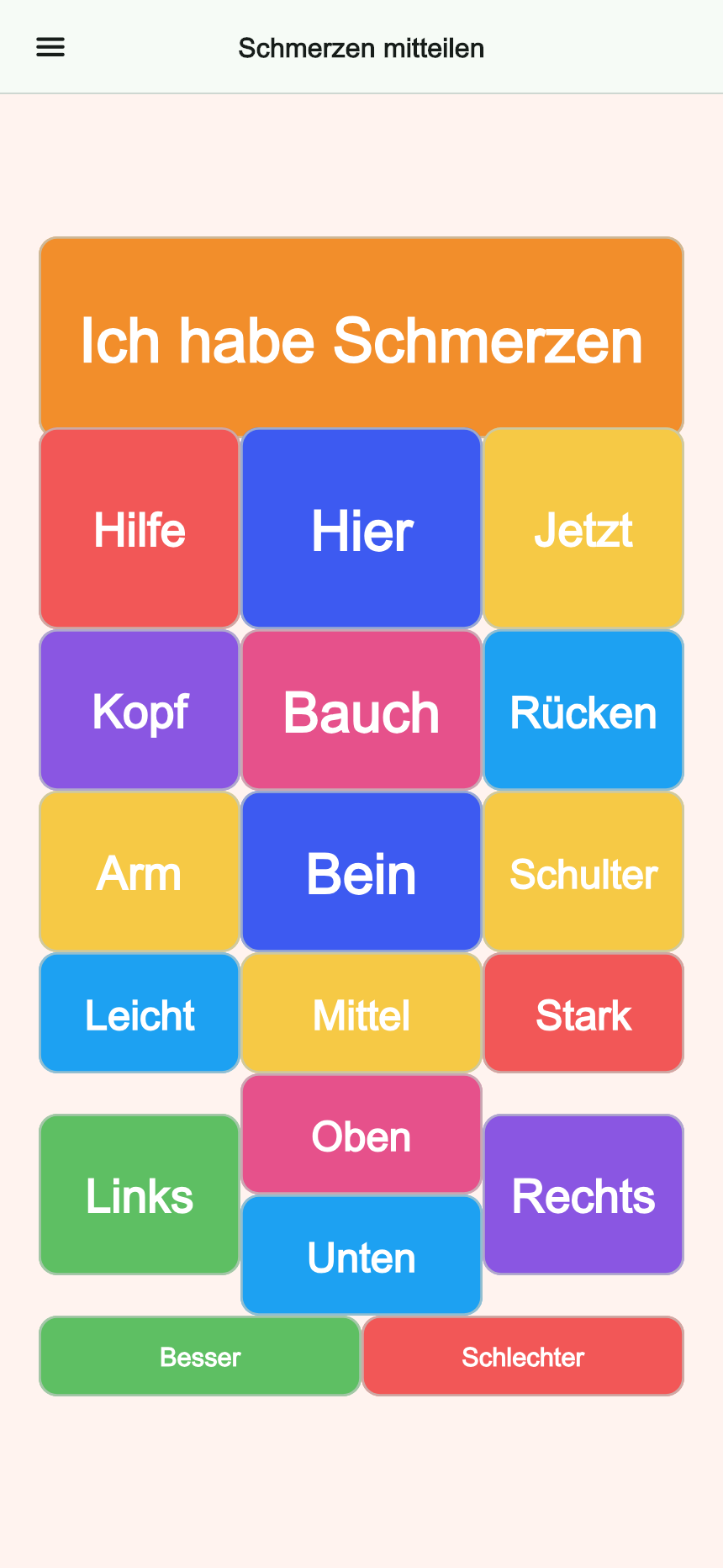 Vorschau des Boards Schmerzen mitteilen in Talking Buttons