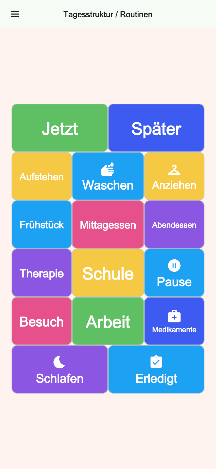 Vorschau des Boards Tagesstruktur / Routinen in Talking Buttons