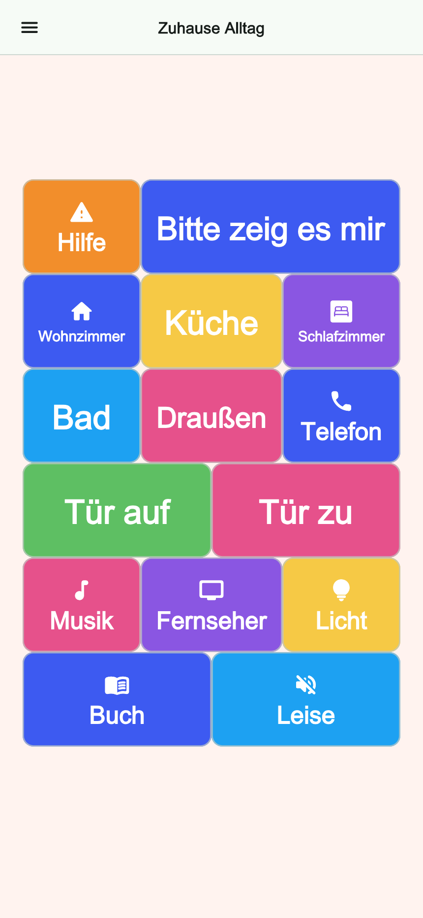 Vorschau des Boards Zuhause Alltag in Talking Buttons