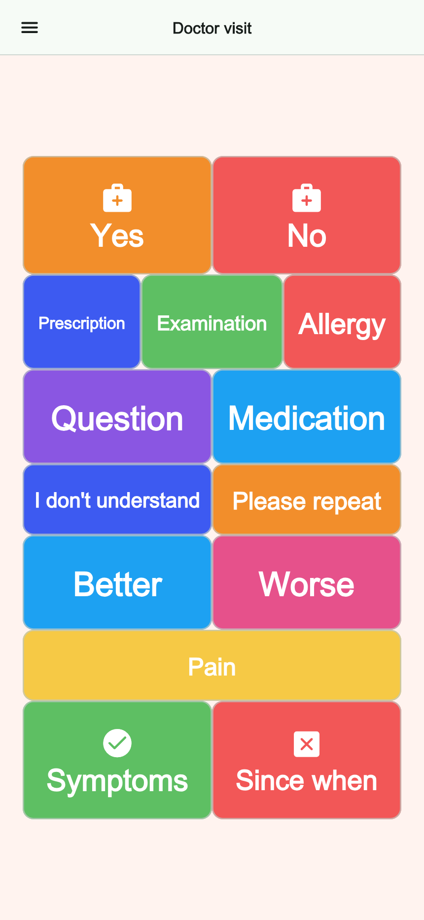 Preview of the Doctor visit board in Talking Buttons