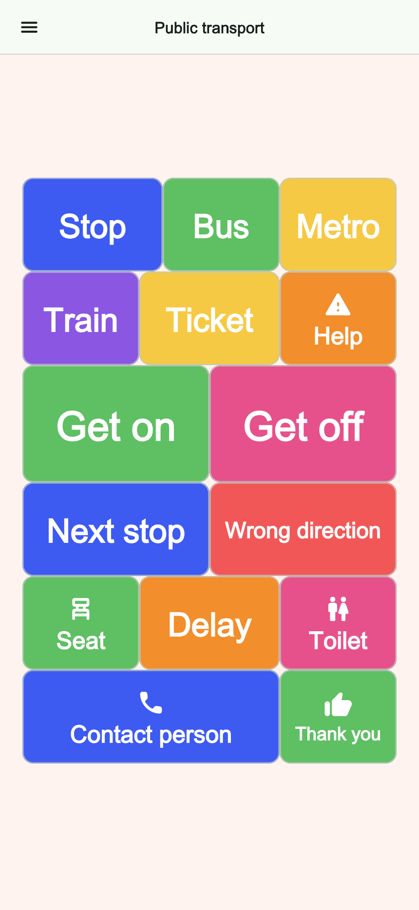 Preview of the Public transport board in Talking Buttons