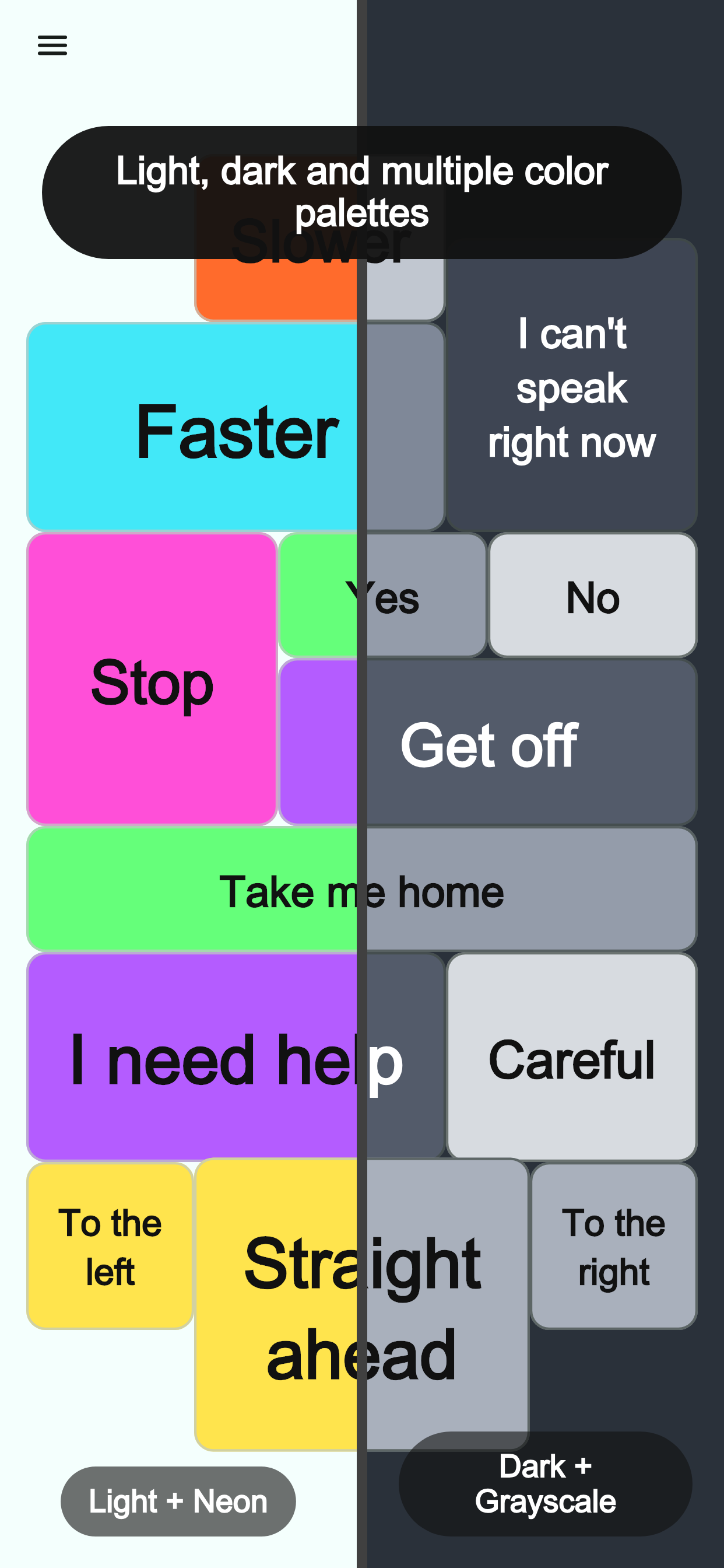 Reisetafel in Talking Buttons mit großen Buttons und mehreren Darstellungsvarianten